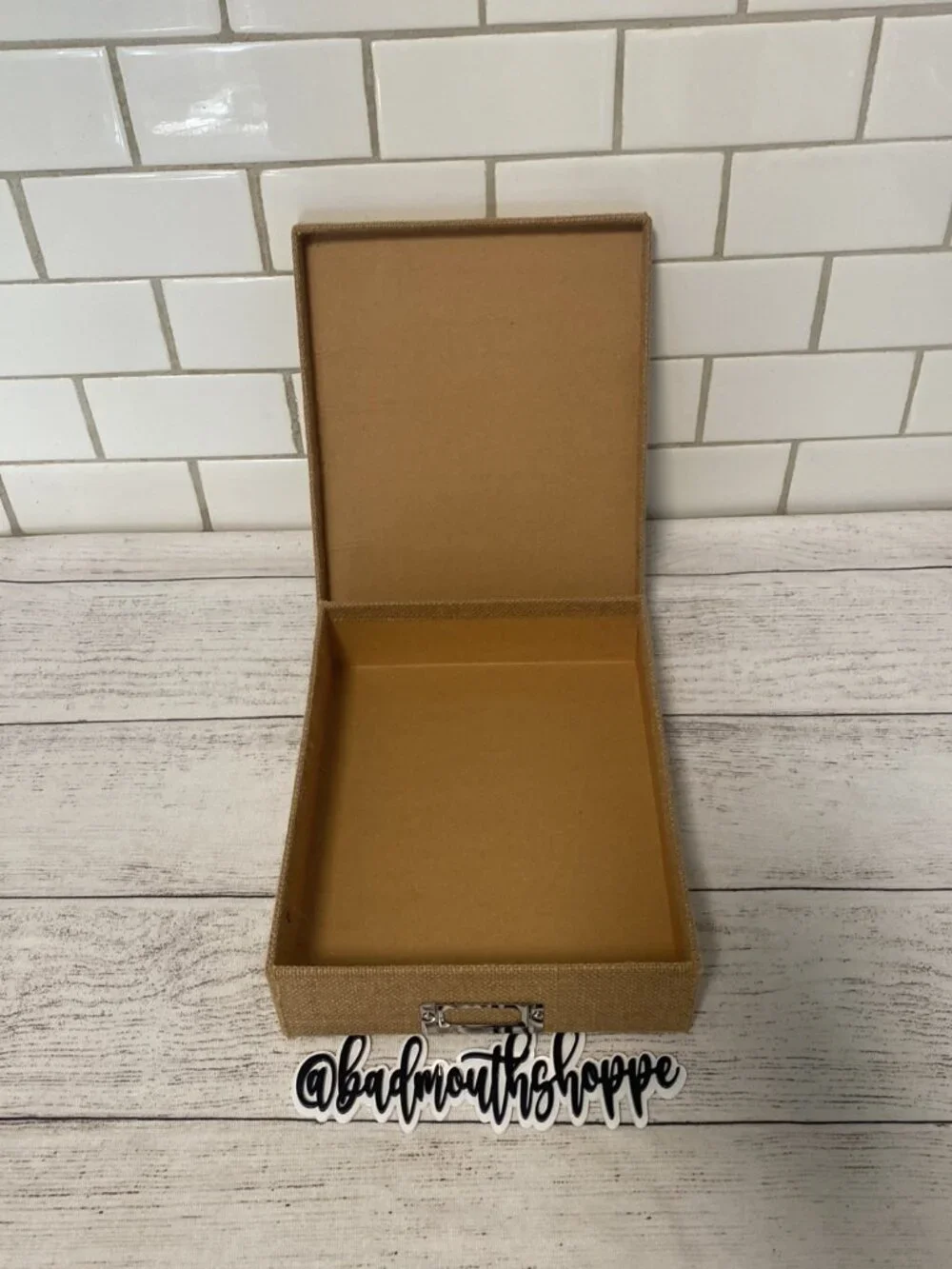 Brown Tan Burlap Vintage Inspired Photo Storage or Display Box